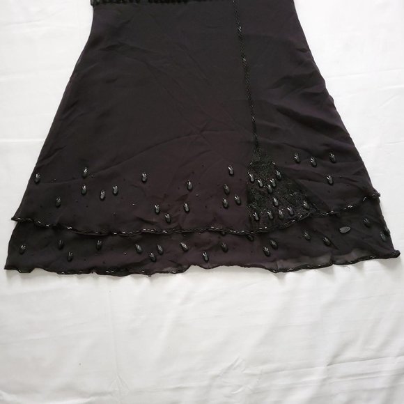 Bebe Women’s Sexy Black Beaded Mesh Surplice Cocktail Mini Dress Size Medium - Picture 15 of 16